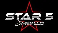 A red star service llc logo on a black background.